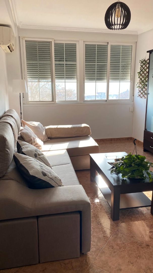 Living room of Flat for sale in Plasencia  with Air Conditioner, Terrace and Furnished