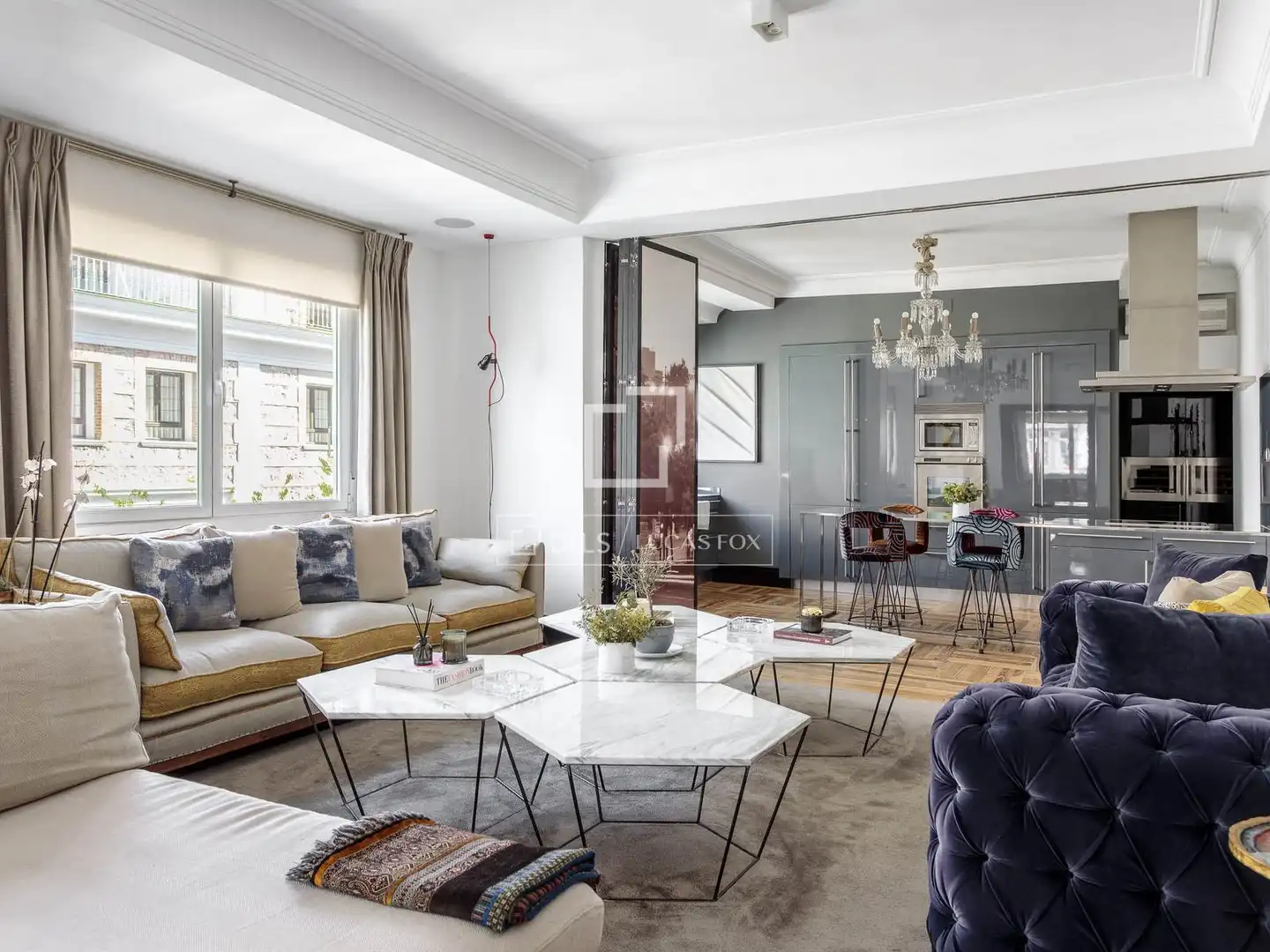 Wohnzimmer von Wohnung zur Miete in Madrid mit Klimaanlage, Heizung und Parkett
