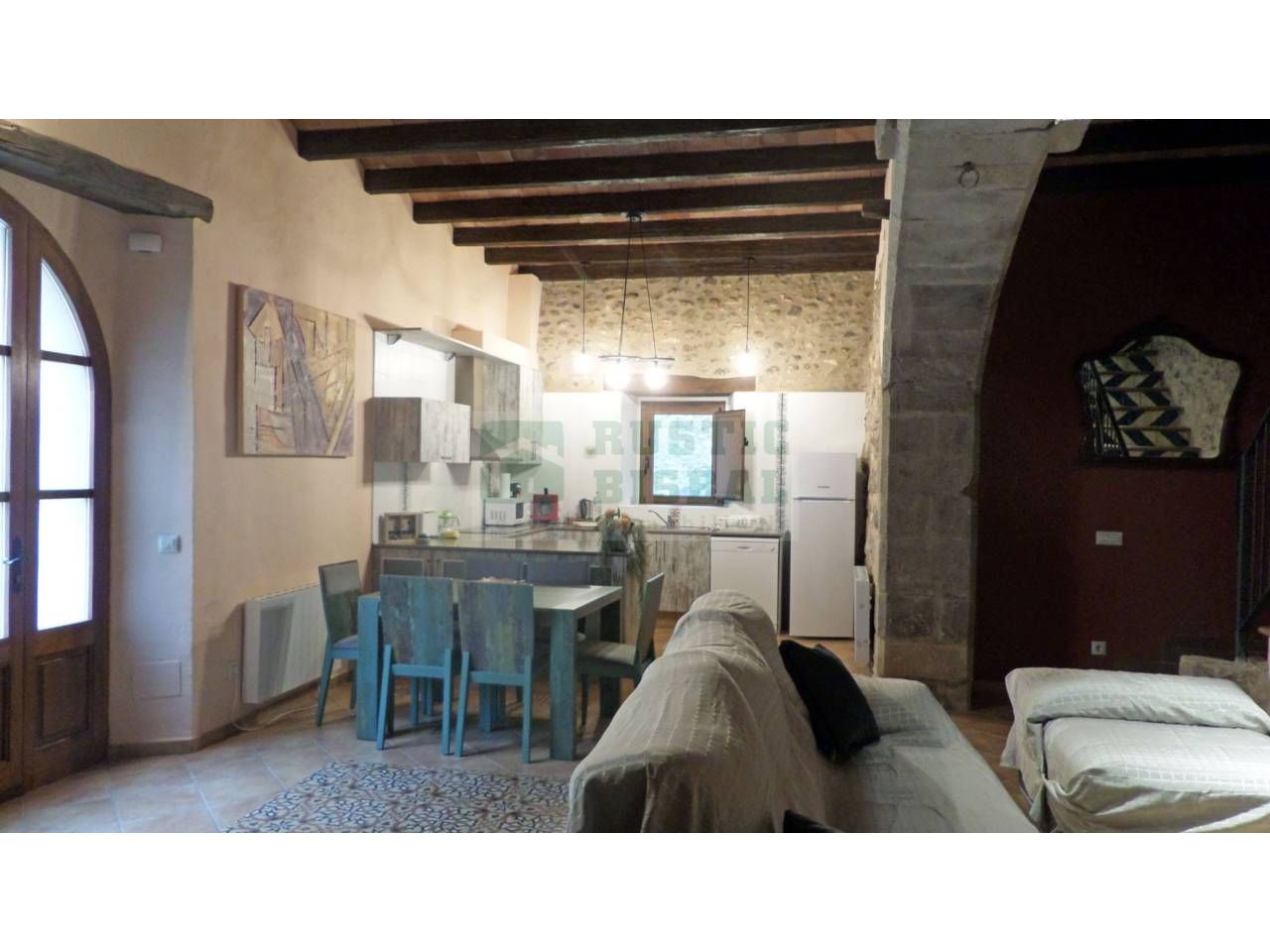 Sala d'estar de Finca rústica de lloguer en Ventalló amb Calefacció, Terrassa i Moblat