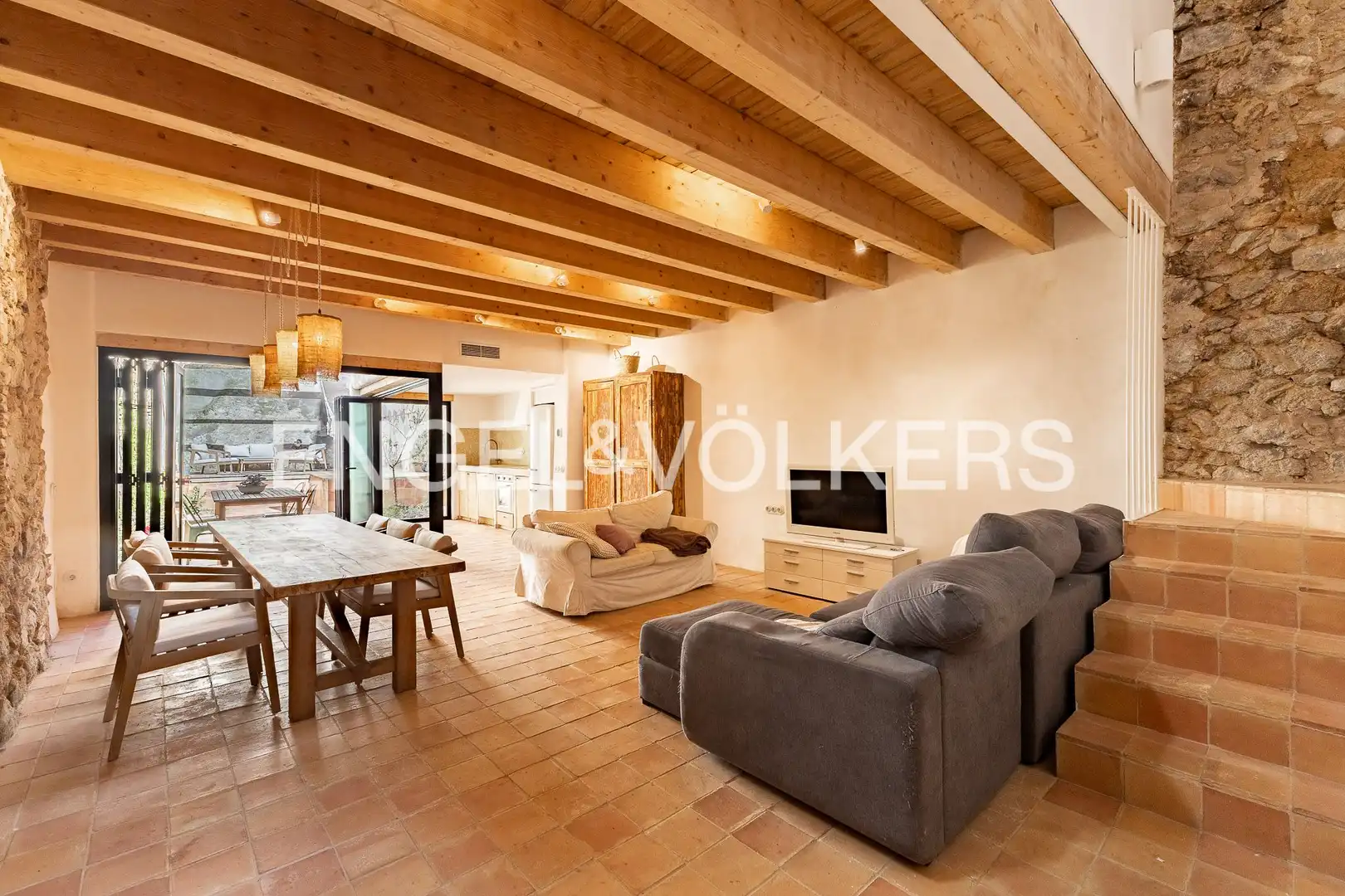 Living room of Houses for rent in Sant Pol de Mar  with Air Conditioner, Heating and Parquet flooring