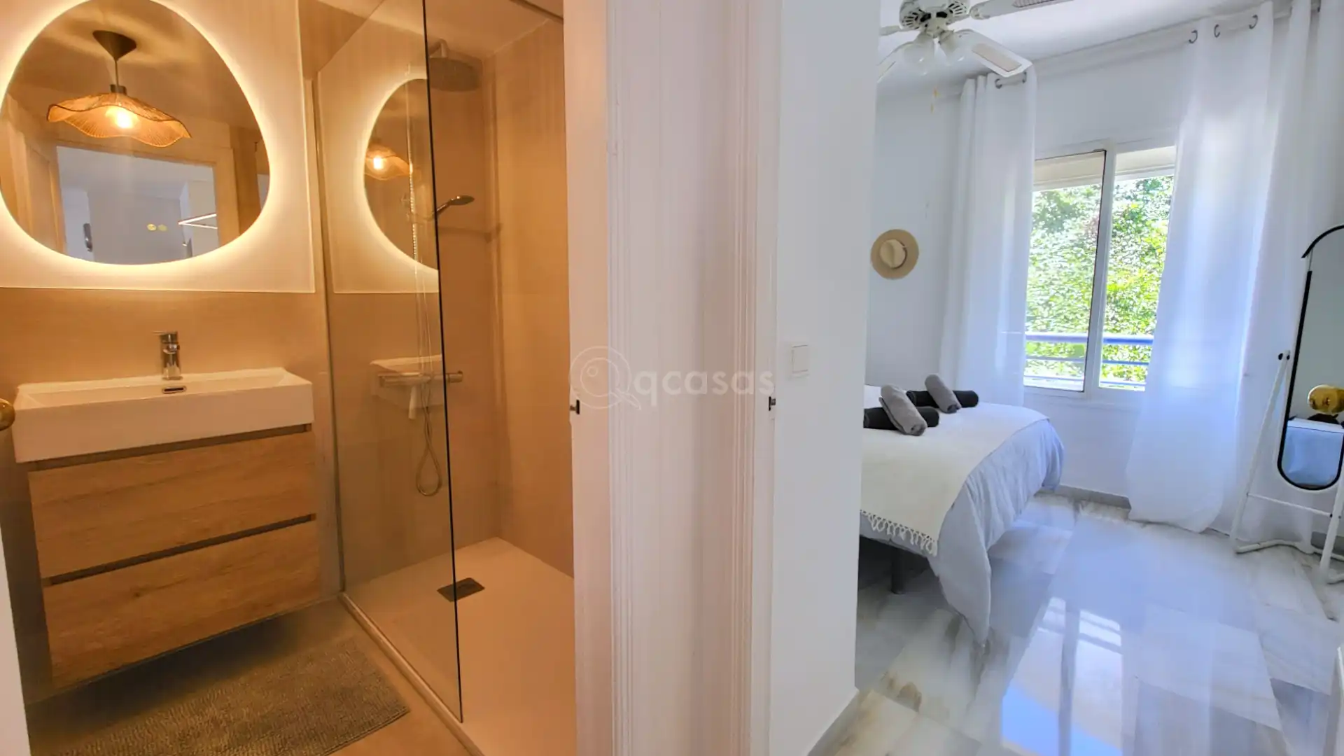 Badezimmer von Einfamilien-Reihenhaus zum Verkauf in Mijas mit Klimaanlage, Heizung und Terrasse