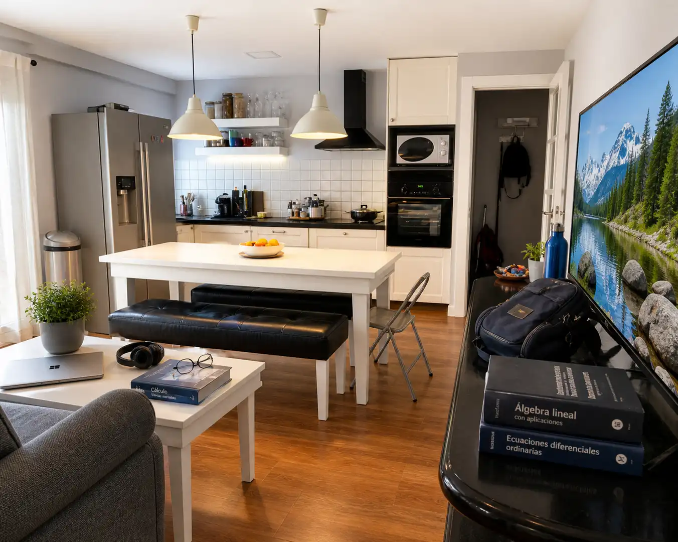 Kitchen of Flat for rent in Santander  with Heating, Terrace and Furnished