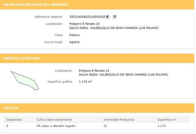 Terreno en Venta en LA BARRERA en Valsequillo de Gran Canaria