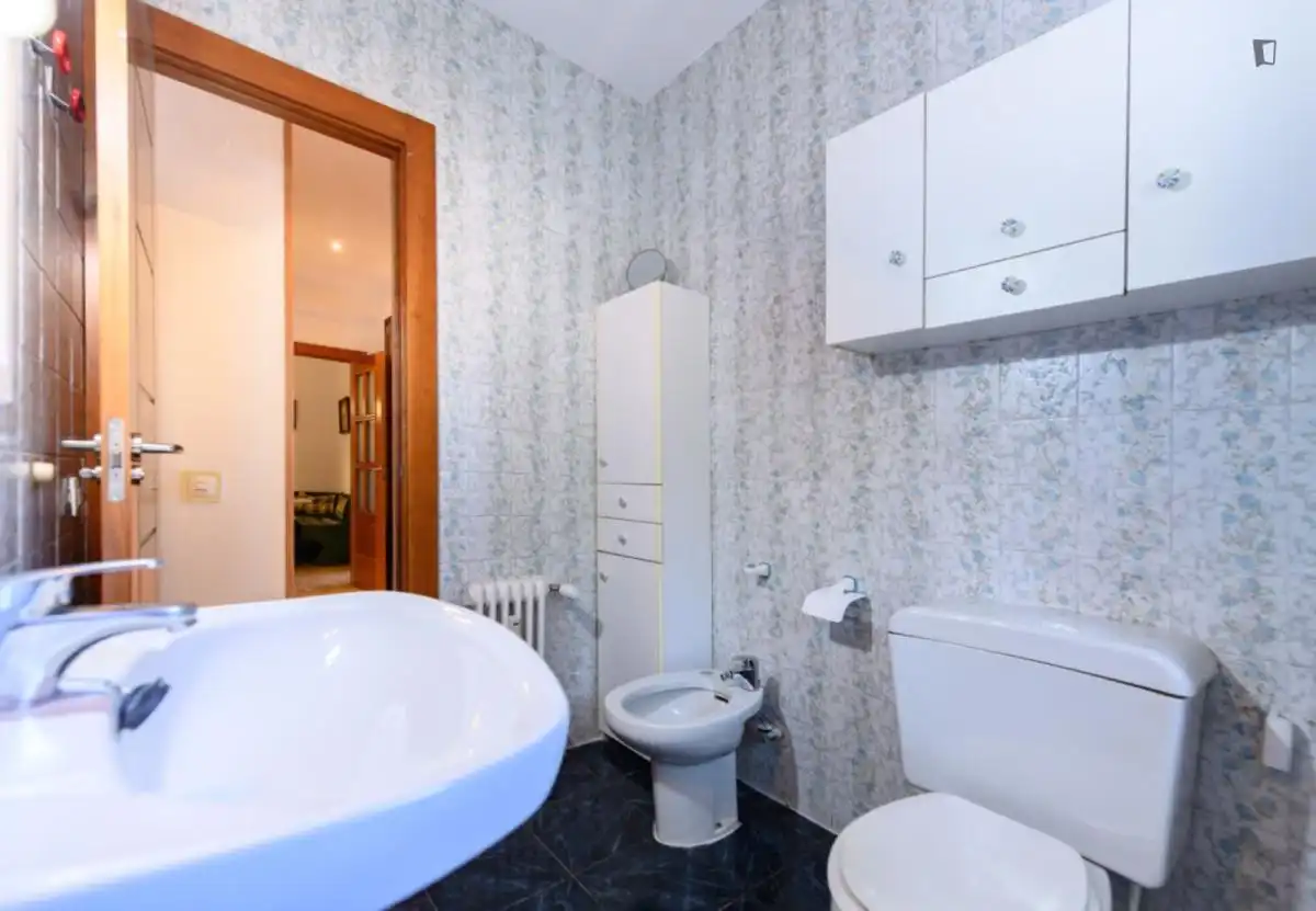 Bany de Apartament de lloguer en Madrid amb Aire condicionat, Moblat i Forn