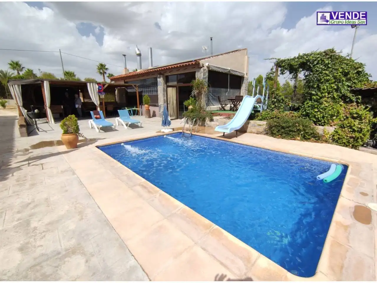 Piscina de Finca rústica en venta en Sax con Aire acondicionado, Jardín privado y Terraza