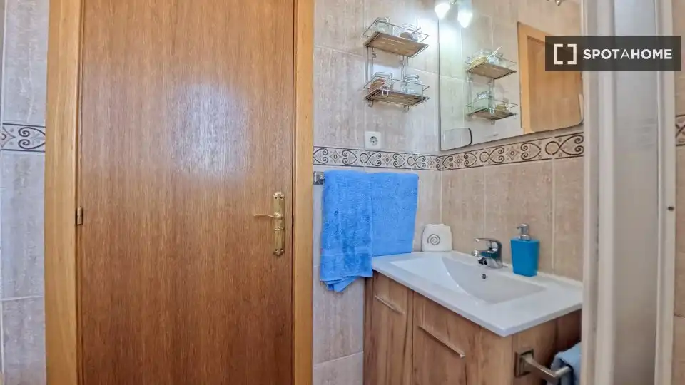 Baño de Apartamento para compartir en  Madrid Capital con Aire acondicionado, Terraza y Amueblado