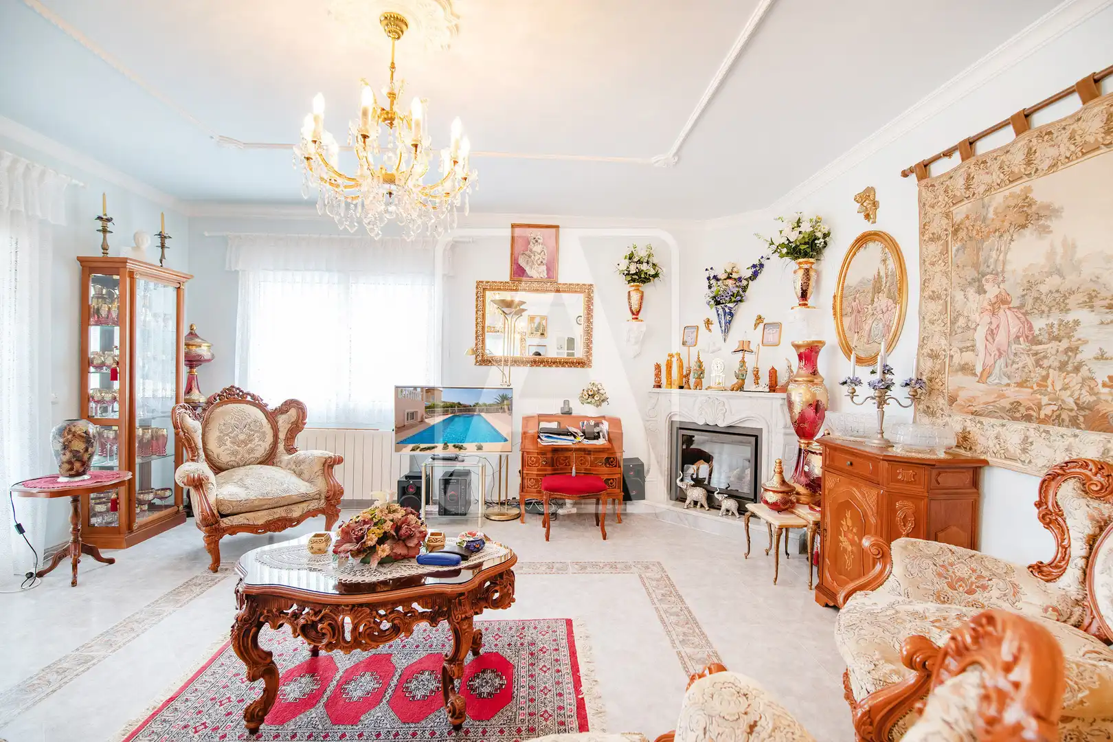 Sala d'estar de Casa o xalet en venda en Calpe / Calp amb Aire condicionat, Calefacció i Jardí privat