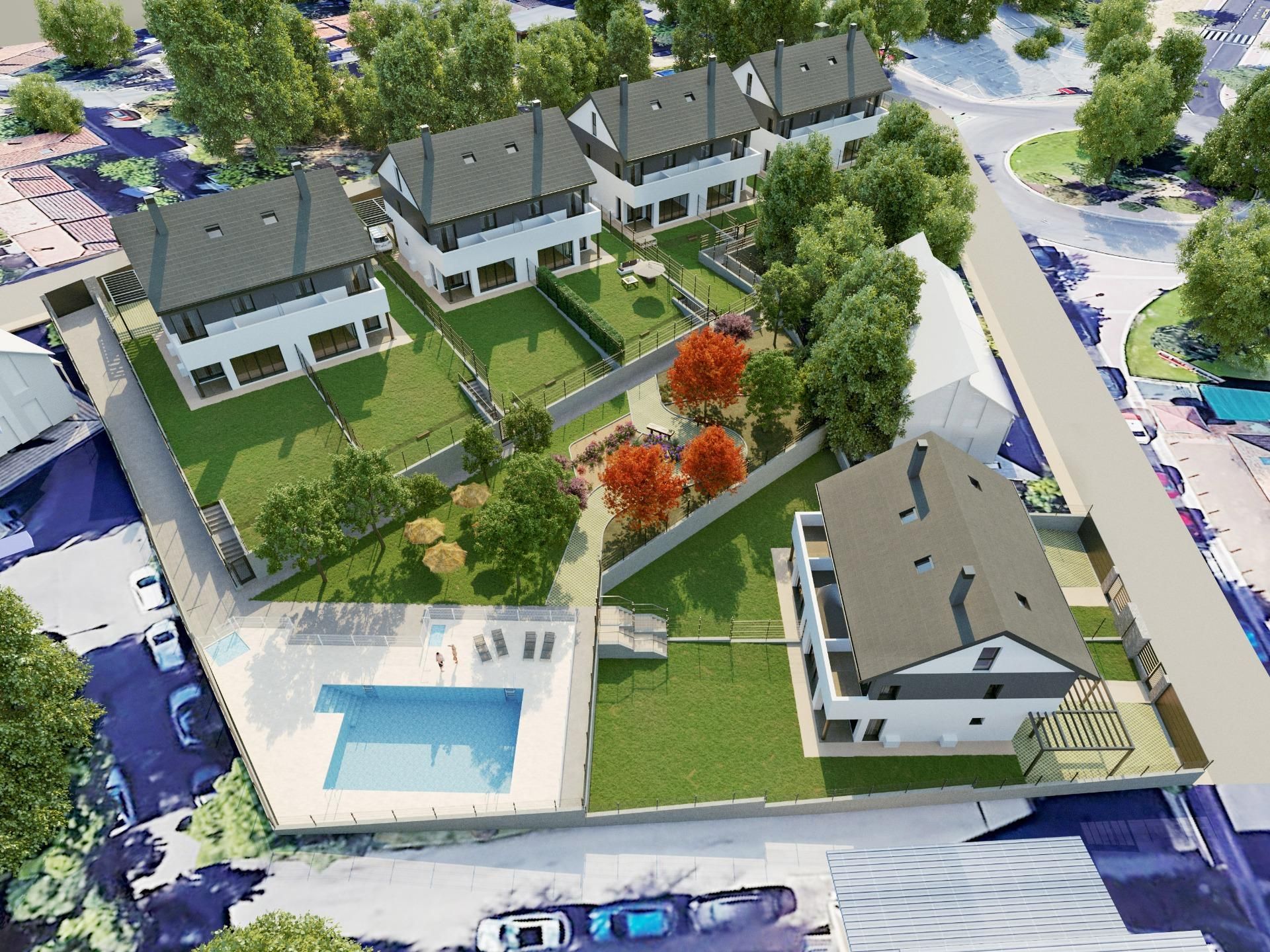 Exterior view of Single-family semi-detached for sale in Collado Villalba  with Heating, Private garden and Terrace