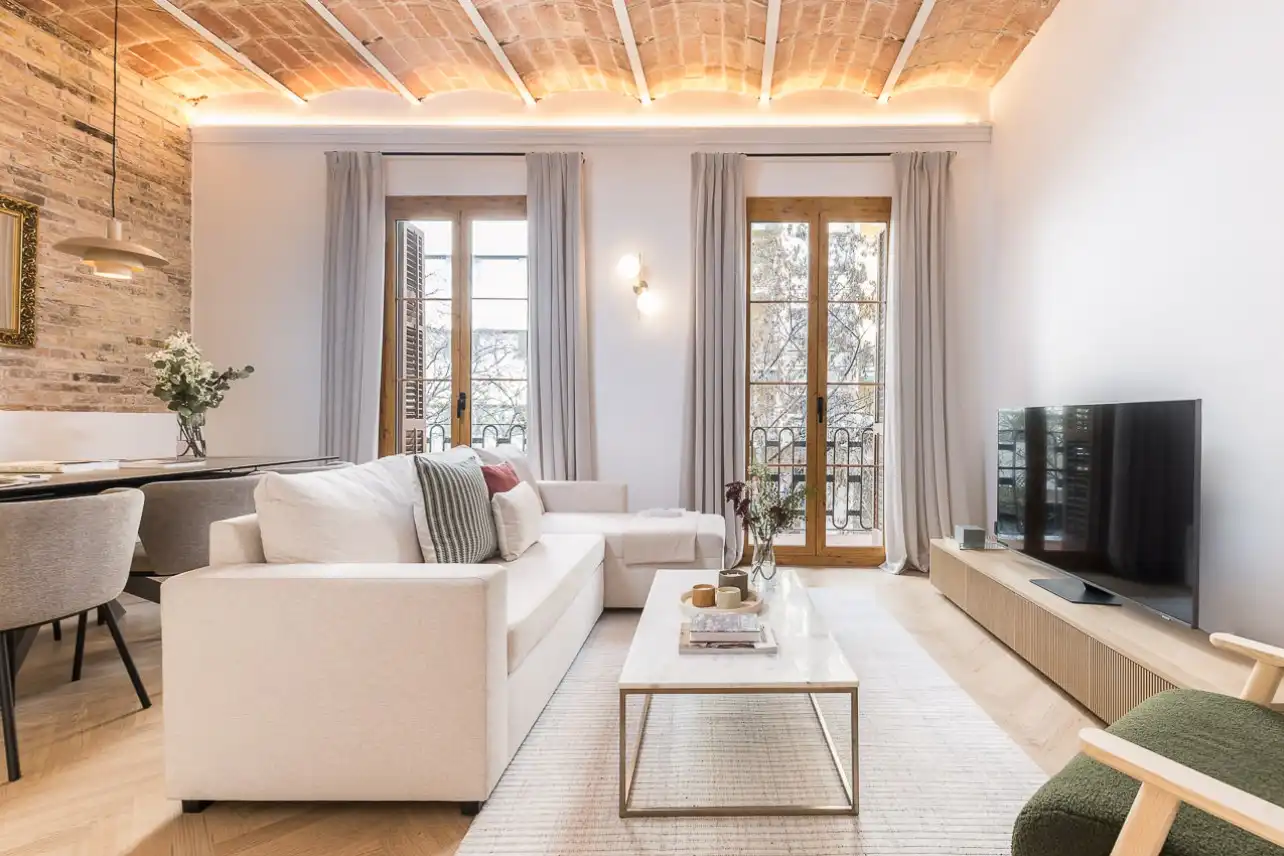 Sala d'estar de Apartament de lloguer en Barcelona amb Aire condicionat, Calefacció i Moblat