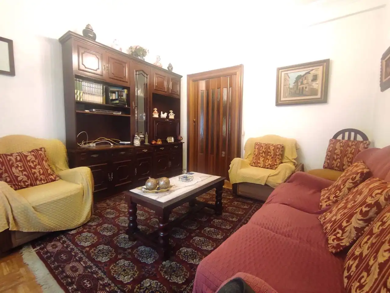Living room of Flat for sale in Santander  with Parquet flooring, Furnished and Balcony