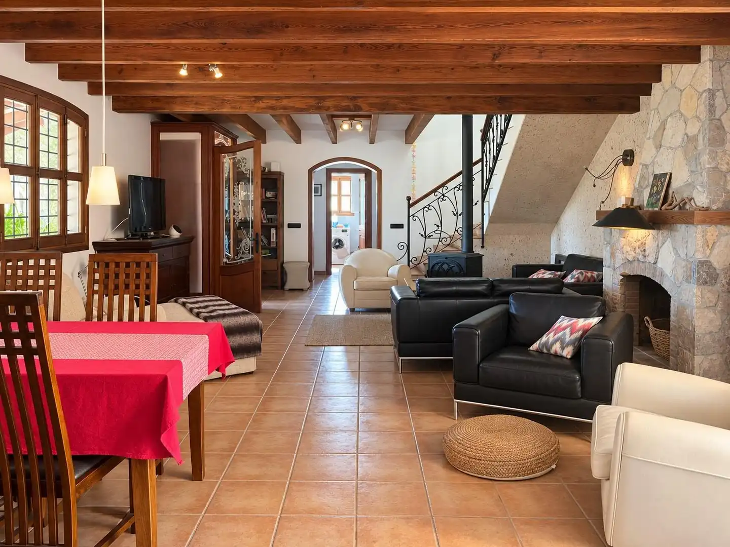 Wohnzimmer von Country house zur Miete in Inca mit Klimaanlage, Privatgarten und Terrasse
