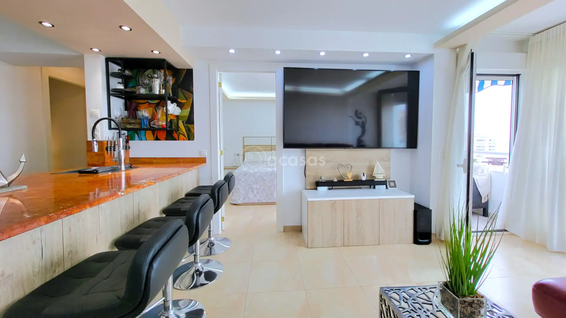 Sala d'estar de Apartament en venda en Benalmádena amb Aire condicionat, Calefacció i Terrassa