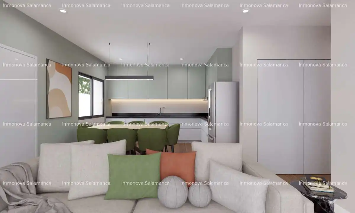 Wohnzimmer von Einfamilien-Reihenhaus zum Verkauf in Villares de la Reina mit Heizung und Terrasse