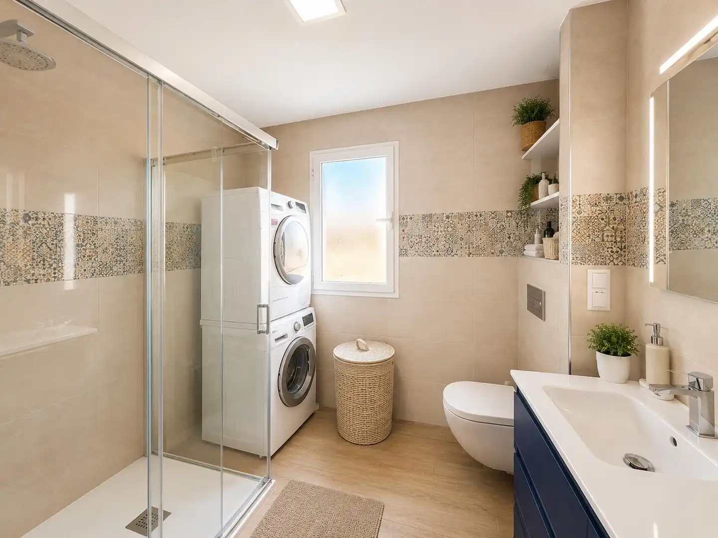 Badezimmer von Einfamilien-Reihenhaus zum Verkauf in Enguera mit Klimaanlage, Heizung und Terrasse
