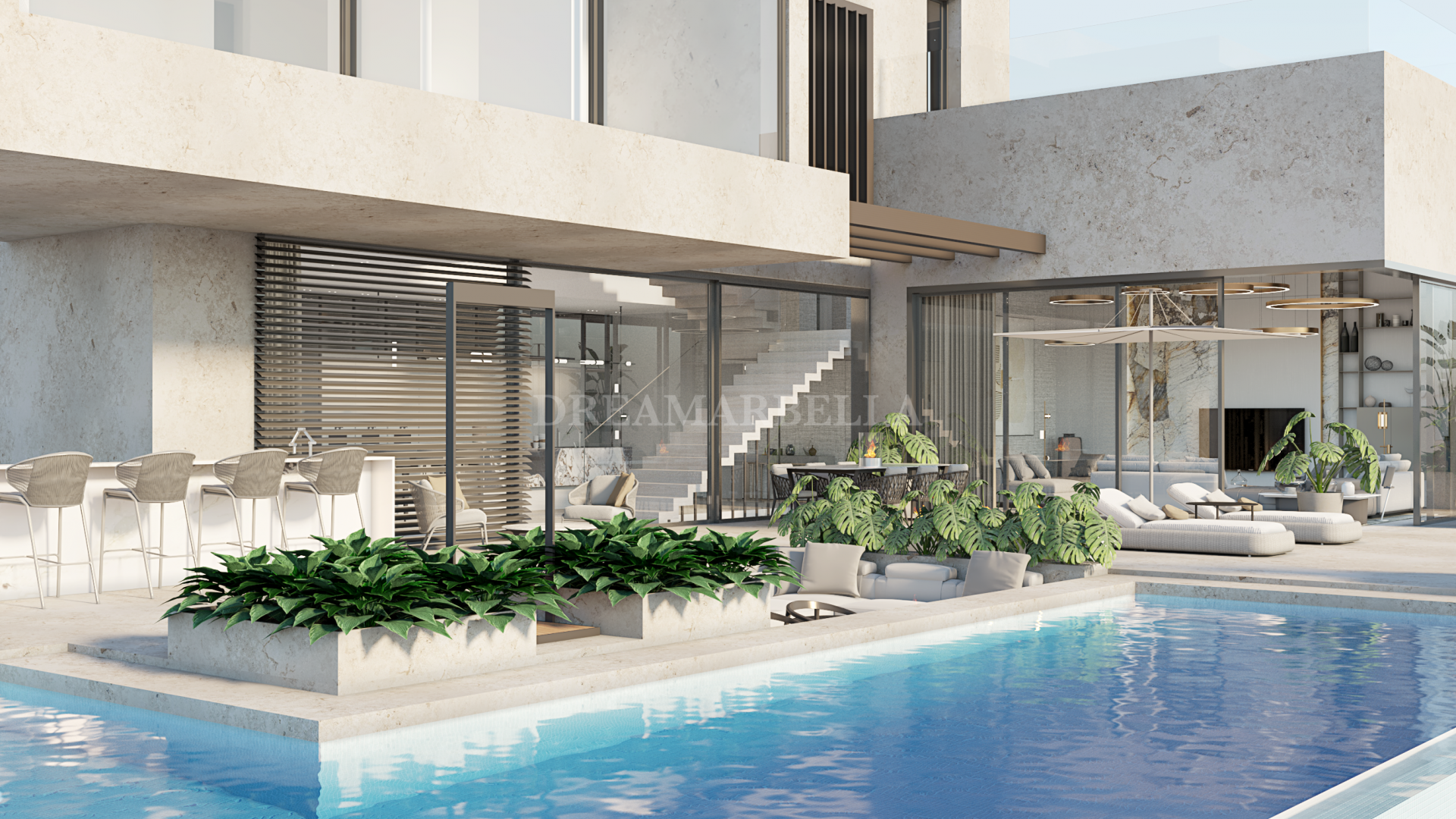 Terrasse von Haus oder Chalet zum Verkauf in Benahavís mit Klimaanlage, Privatgarten und Schwimmbad