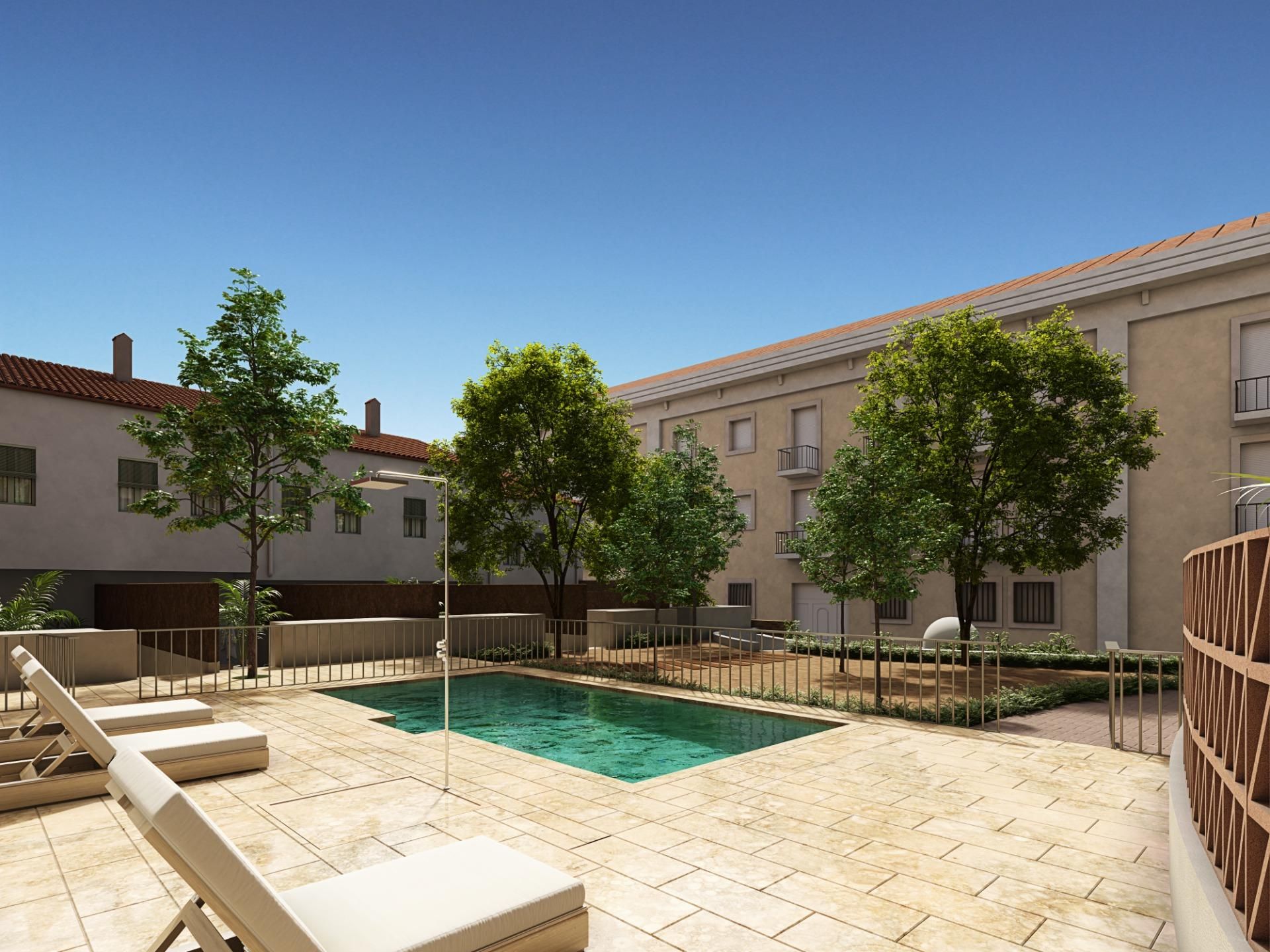 Swimming pool of Single-family semi-detached for sale in Badalona  with Heating, Parquet flooring and Terrace