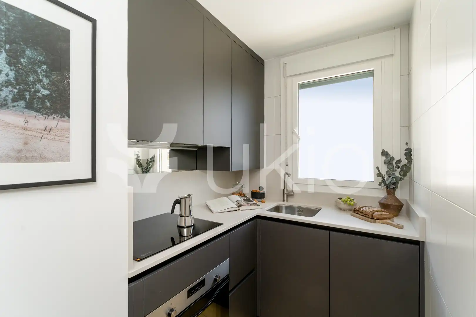 Cuina de Apartament de lloguer en Madrid amb Aire condicionat, Calefacció i Moblat
