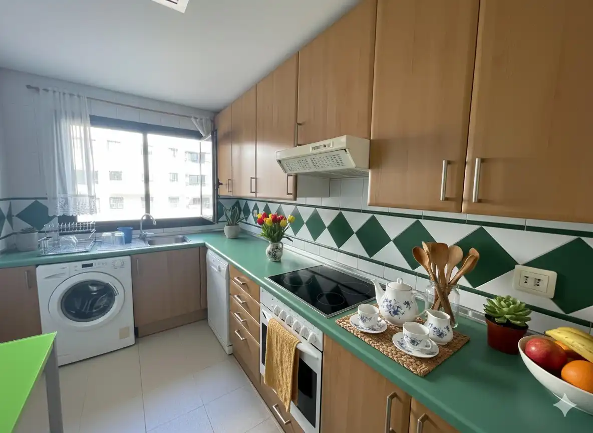 Küche von Wohnung zur Miete in Marbella mit Klimaanlage, Terrasse und Abstellraum