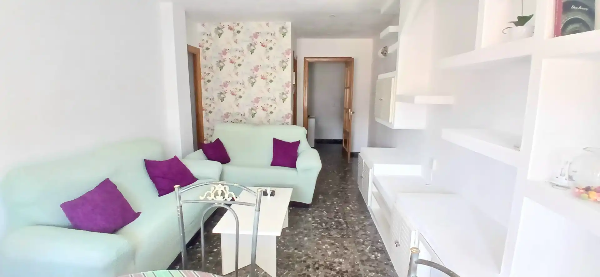 Living room of Flat for rent in Almería  with Air Conditioner, Terrace and Furnished