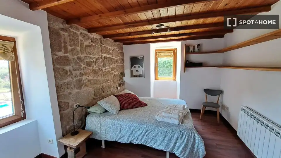 Dormitori de Apartament per a compartir en Nigrán amb Aire condicionat, Terrassa i Moblat