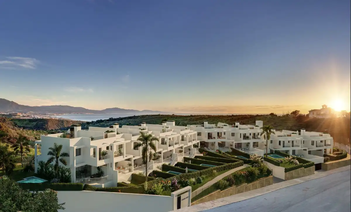 Exterior view of Detached homes for sale in Manilva  with Air Conditioner, Private garden and Swimming Pool