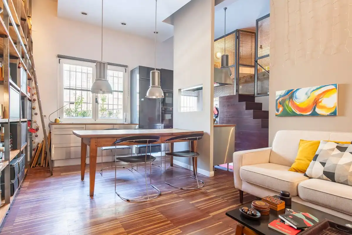 Esszimmer von Loft zum Verkauf in Madrid mit Heizung, Privatgarten und Möbliert