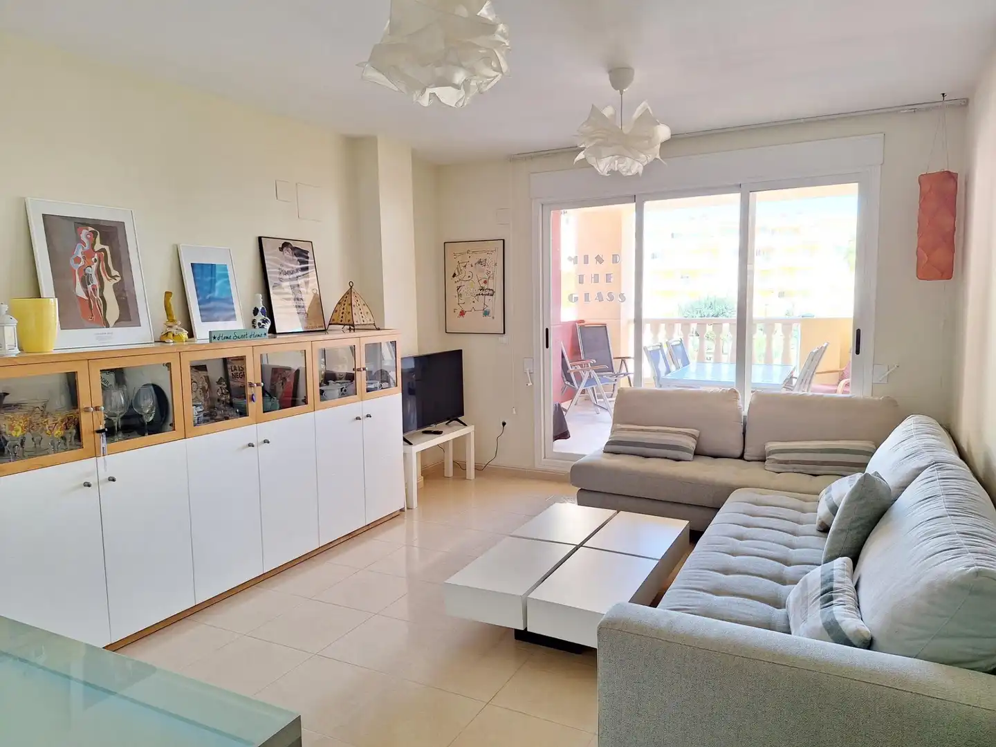 Wohnzimmer von Wohnungen zur Miete in Dénia mit Klimaanlage, Heizung und Privatgarten