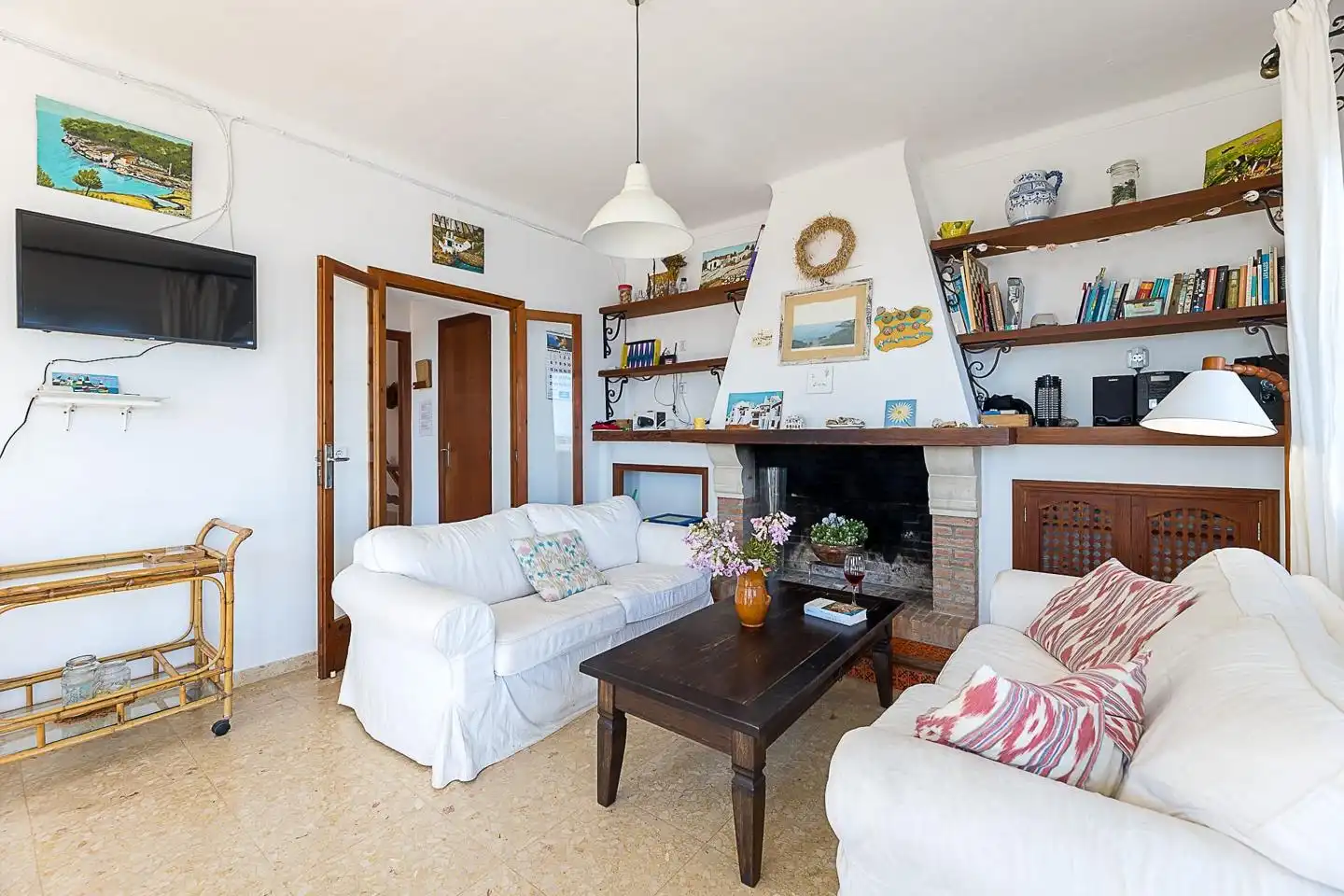 Sala d'estar de Casa adosada en venda en Santanyí amb Jardí privat, Terrassa i Balcó