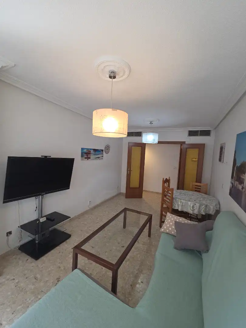 Living room of Flat for rent in Badajoz  with Air Conditioner, Terrace and Furnished