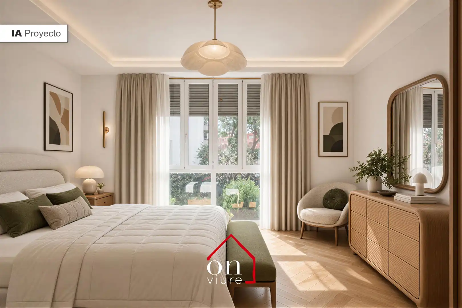 Schlafzimmer von Einfamilien-Reihenhaus zum Verkauf in Sant Cugat del Vallès mit Klimaanlage, Heizung und Privatgarten
