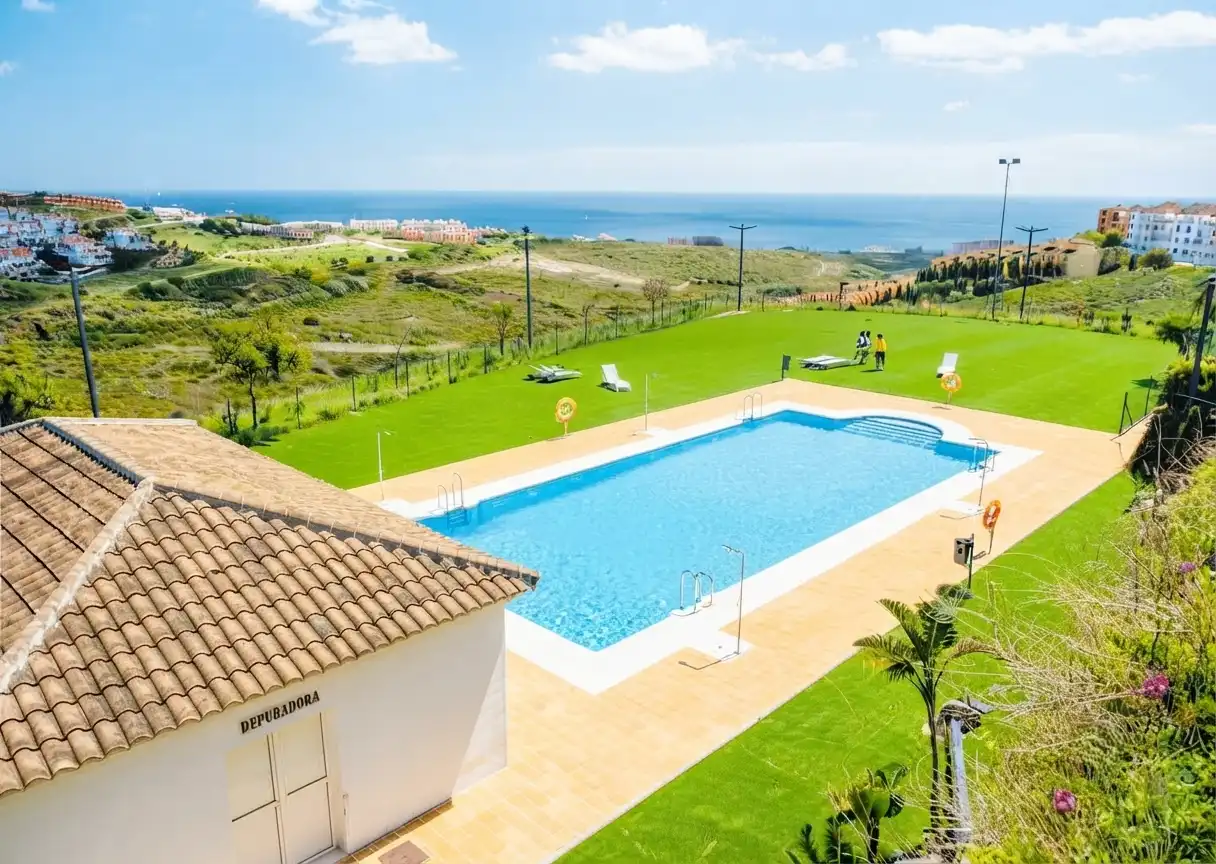 Swimming pool of Flat for sale in Manilva  with Air Conditioner, Heating and Terrace