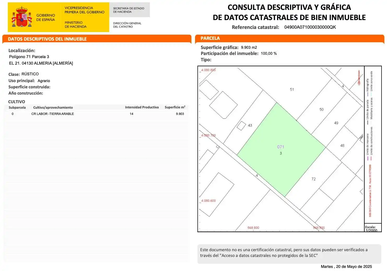 Terreny rústic en venda a Retamar, imagen 11