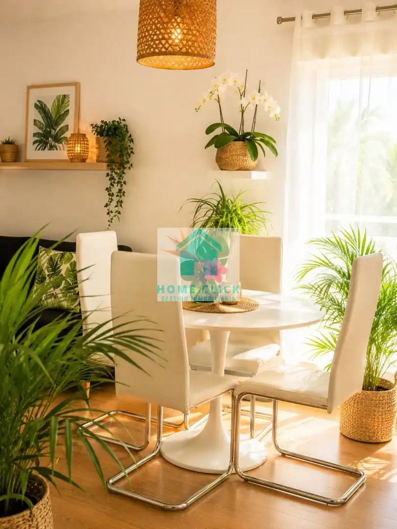 Menjador de Apartament de lloguer en Benalmádena amb Aire condicionat, Calefacció i Jardí privat