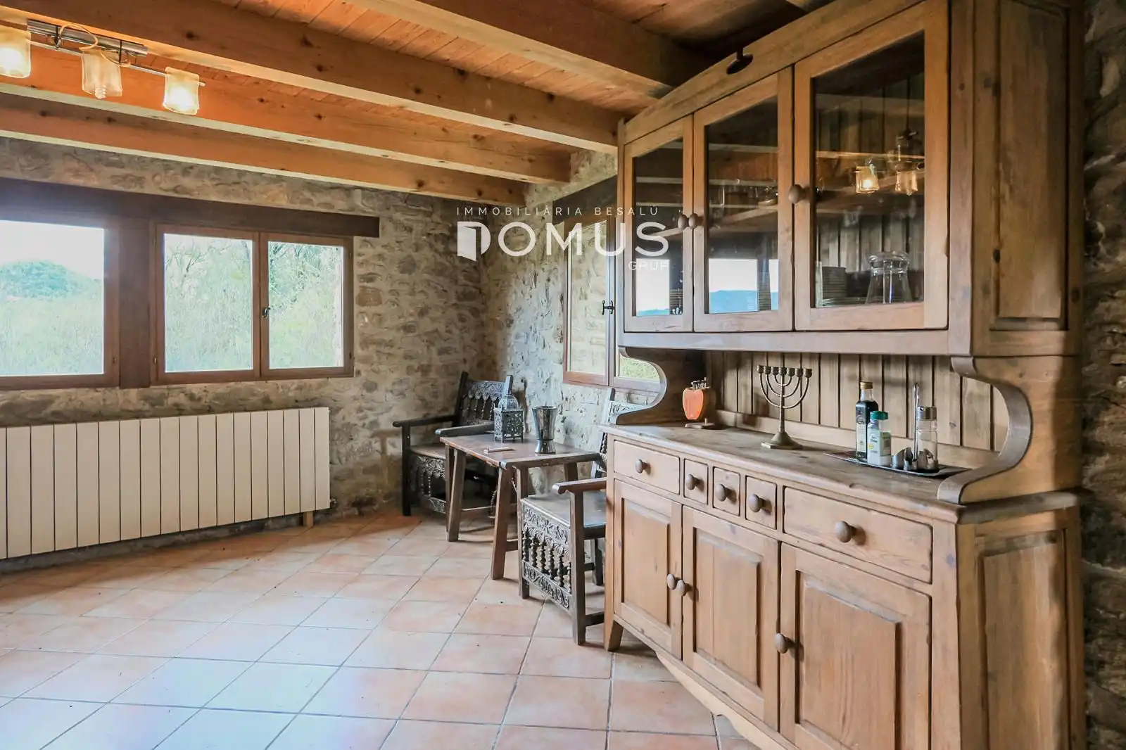 Cocina de Finca rústica en venta en Santa Pau con Calefacción, Parquet y Piscina