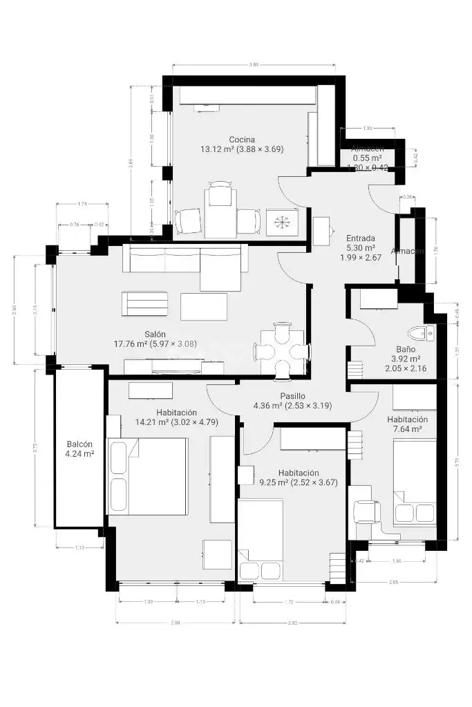 Flat for sale in Granada  with Air Conditioner, Heating and Terrace