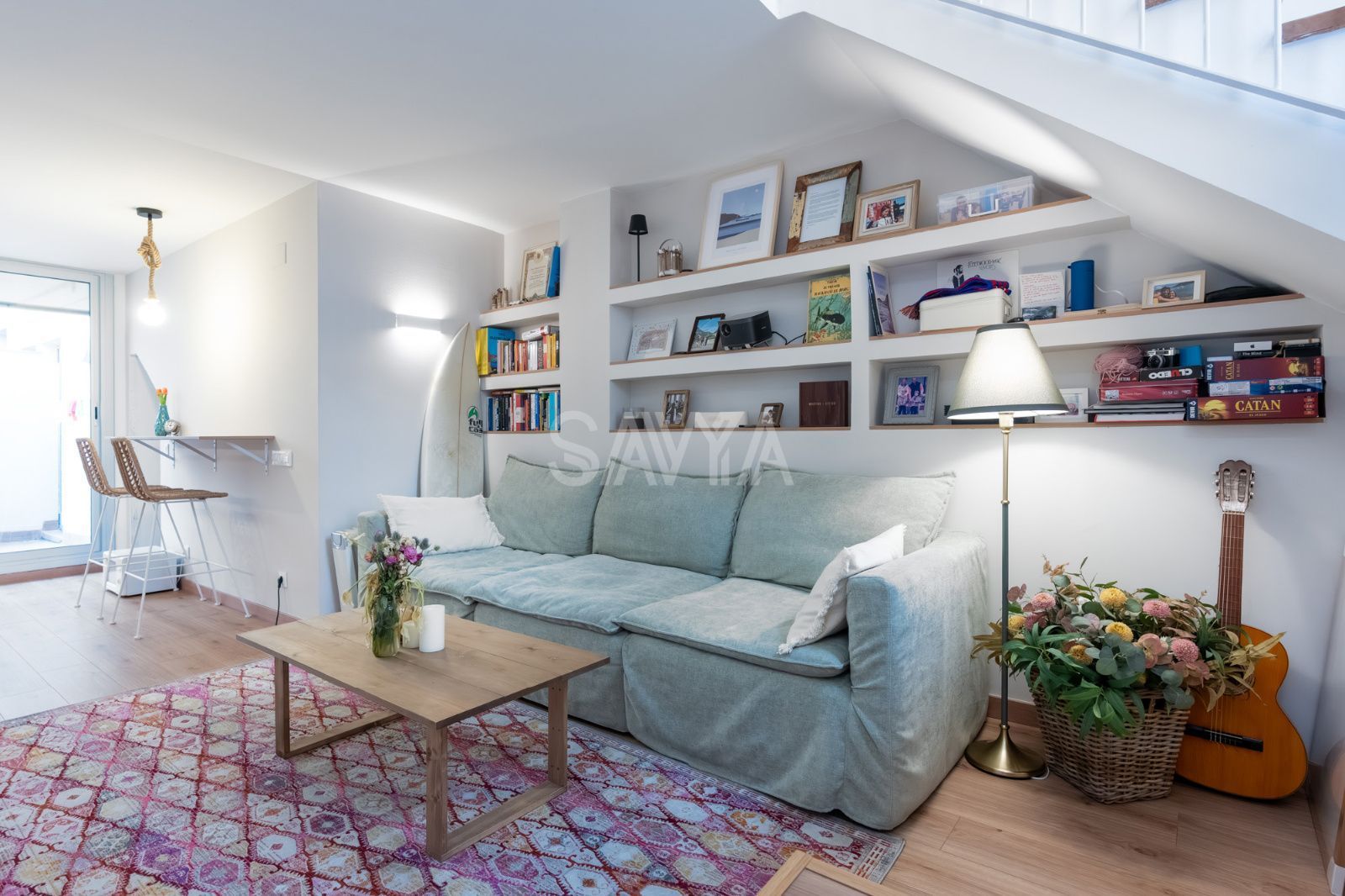 Wohnzimmer von Maisonette zum Verkauf in  Barcelona Capital mit Klimaanlage, Parkett und Terrasse