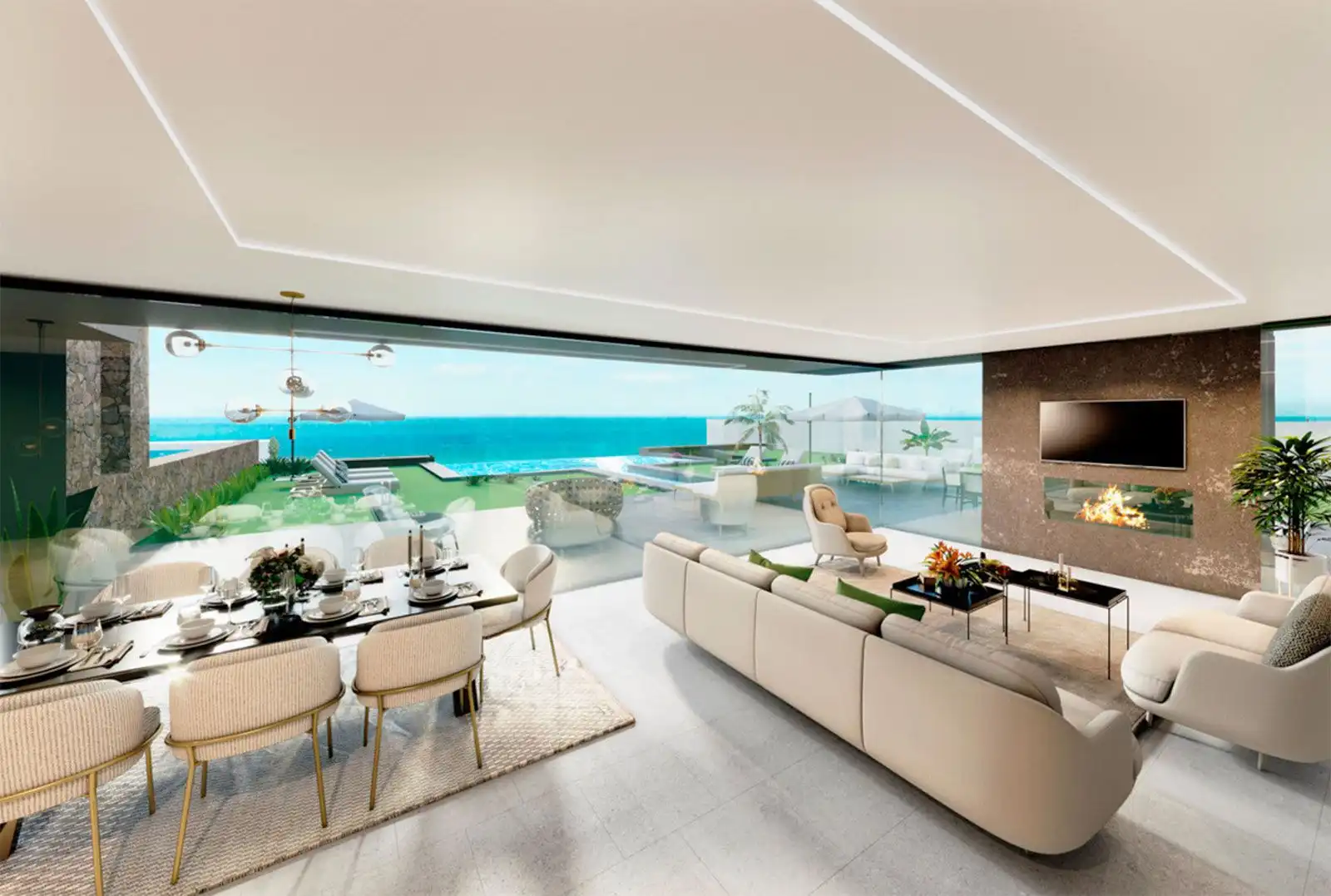 Sala de estar de Casa o chalet en venta en Manilva con Aire acondicionado, Jardín privado y Terraza