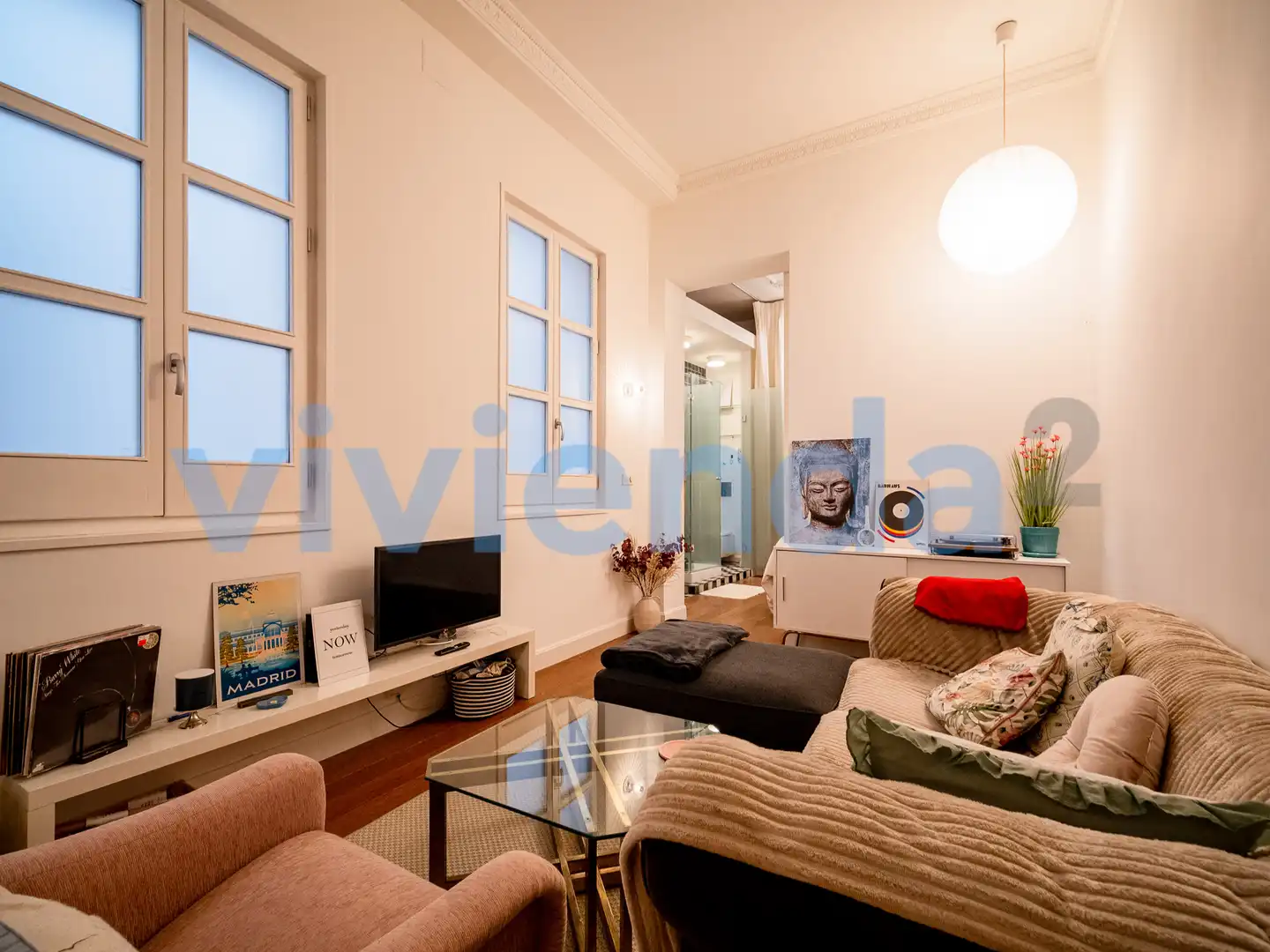 Living room of Flat for rent in Madrid  with Air Conditioner, Heating and Balcony