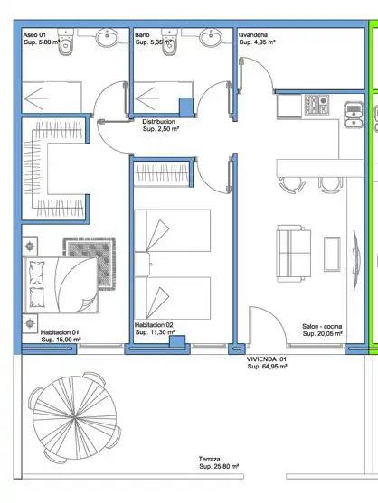 Bedroom of Apartments for sale in Sanxenxo  with Air Conditioner, Heating and Terrace
