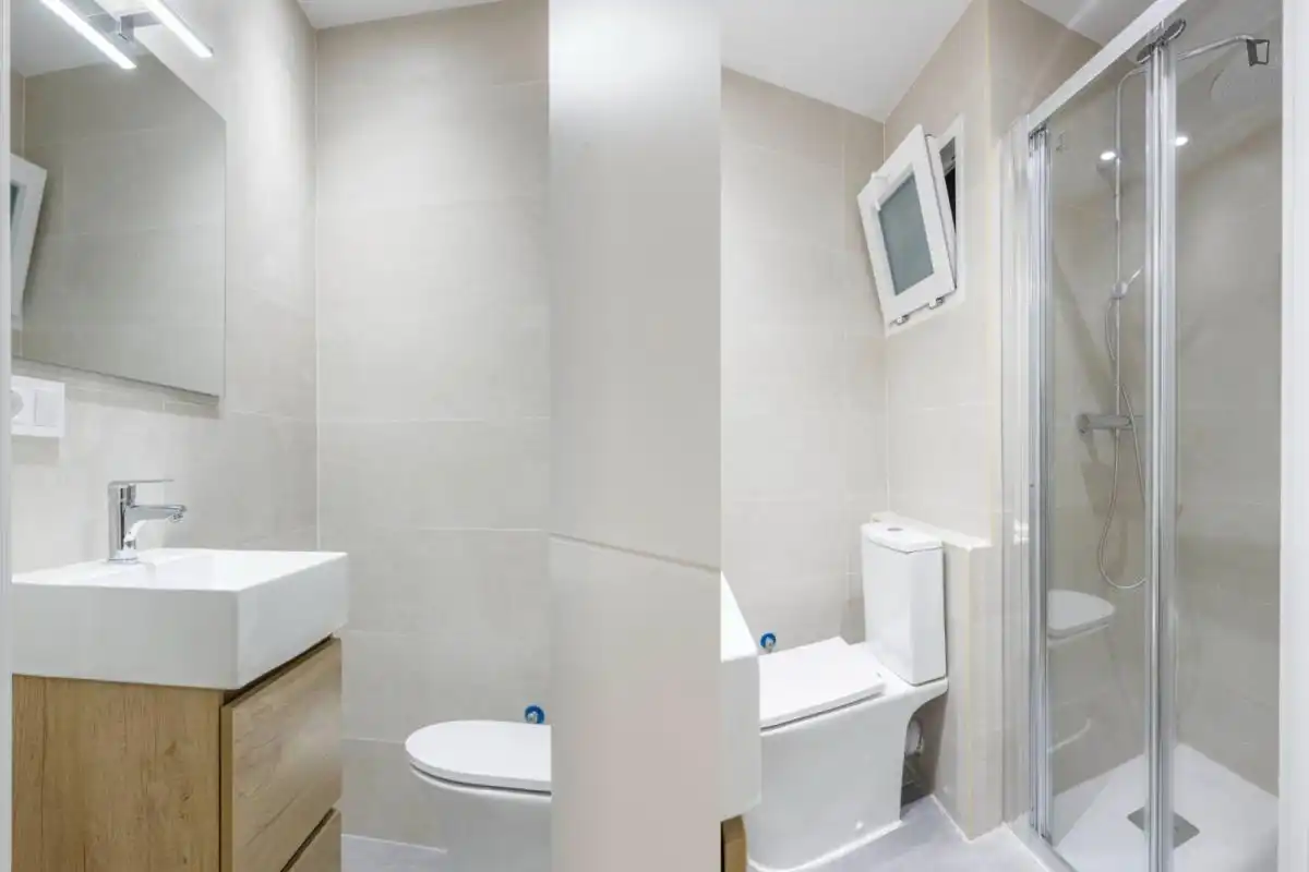 Bany de Apartament per a compartir en Valencia amb Moblat, Forn i Rentadora