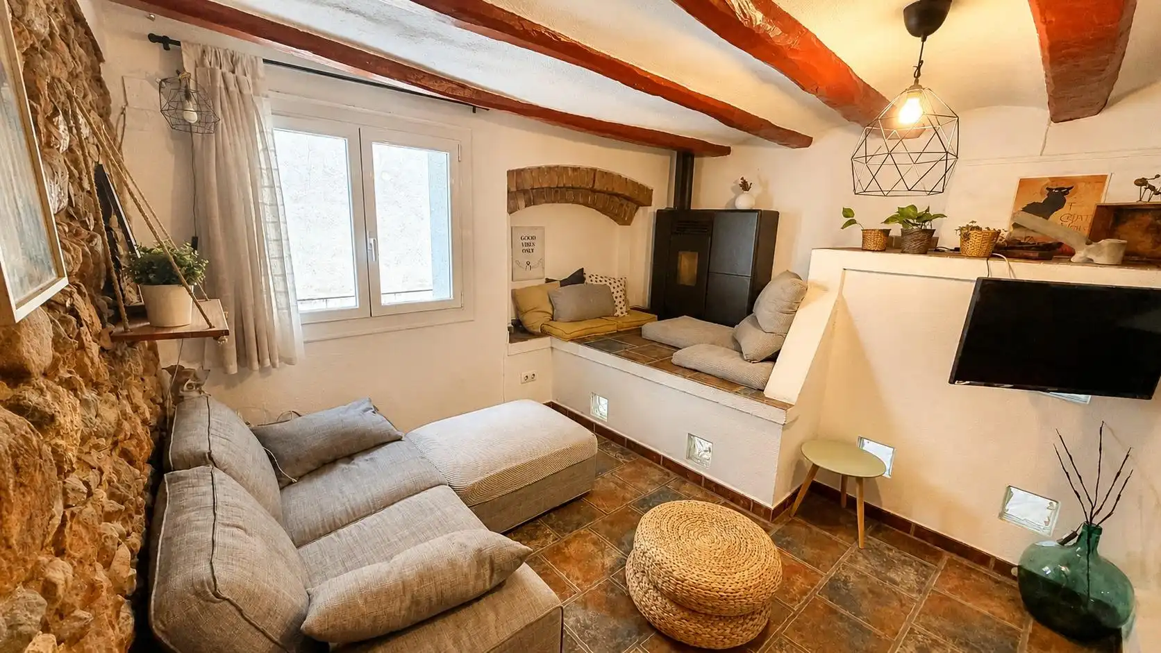 Sala de estar de Finca rústica en venta en Caldes de Montbui con Aire acondicionado
