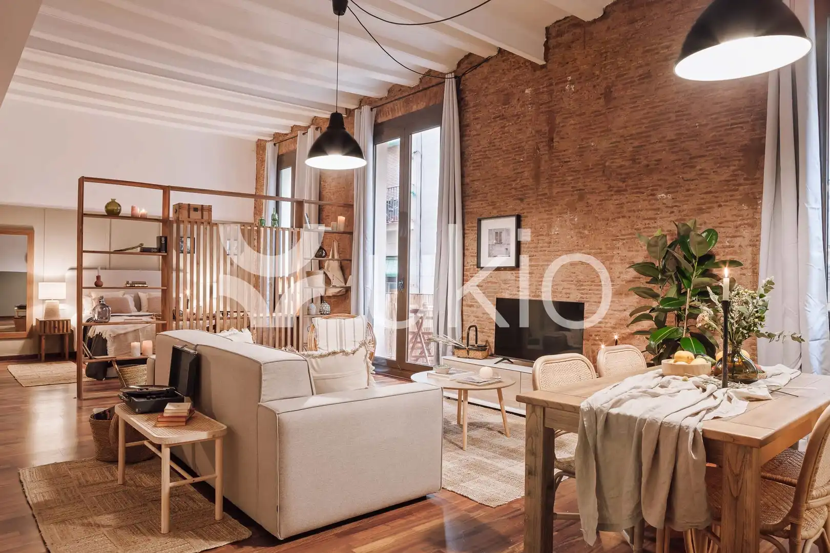 Sala de estar de Apartamento de alquiler en Barcelona con Aire acondicionado, Calefacción y Amueblado