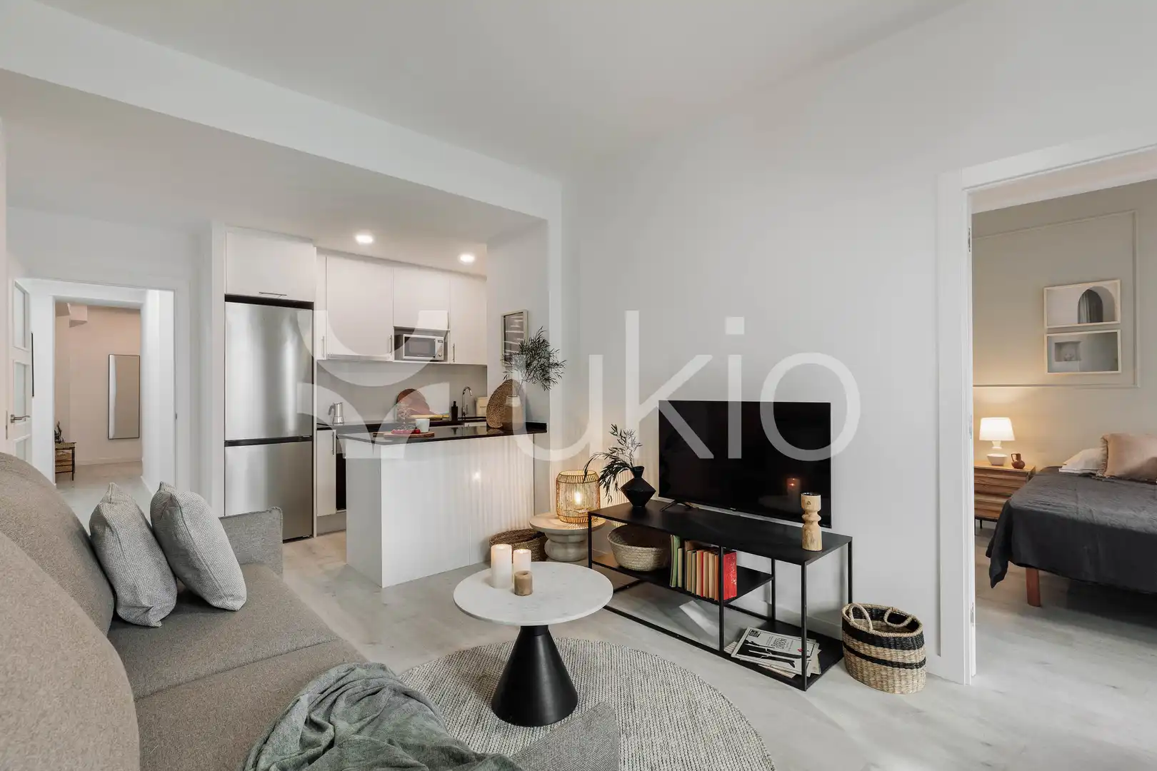 Sala de estar de Apartamento de alquiler en Barcelona con Aire acondicionado, Calefacción y Amueblado
