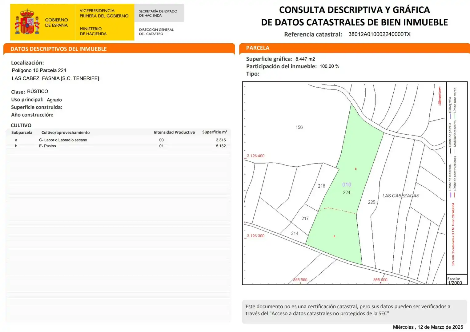 Rustikales Grundstück zum Verkauf in Polígono 10 Parcela 224 LAS CABEZ. FASNIA (S.C. T 10, imagen 36
