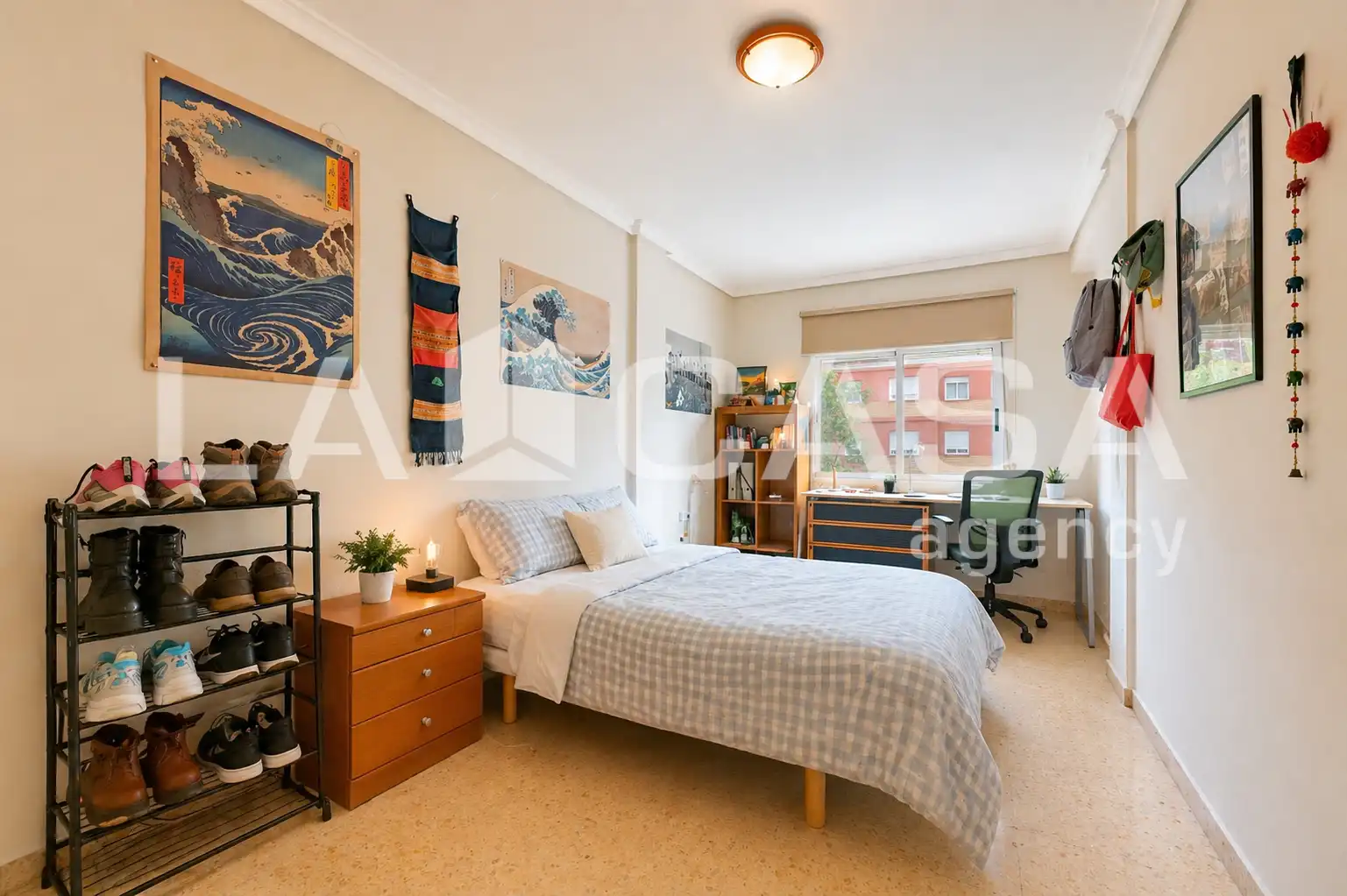 Schlafzimmer von Wohnung zur Miete in Valencia mit Klimaanlage, Möbliert und Balkon