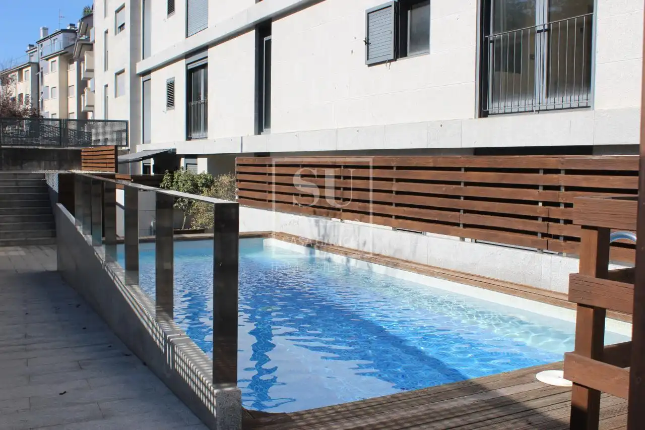 Swimming pool of Flat for rent in Baiona  with Heating, Parquet flooring and Terrace
