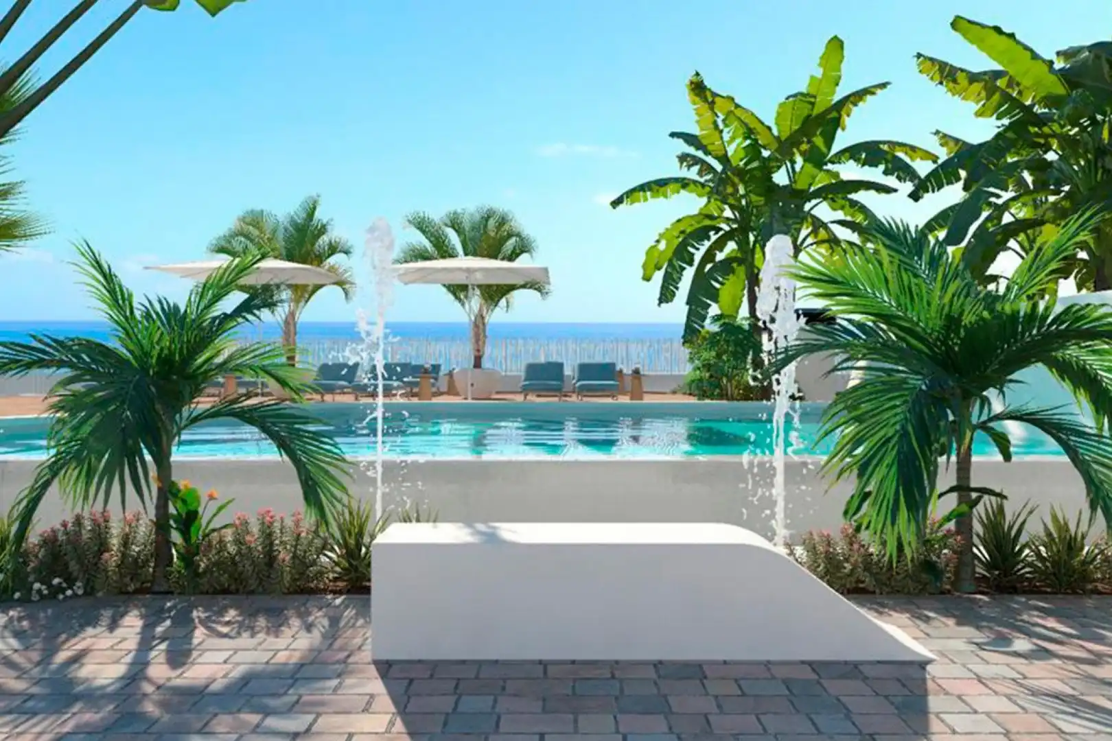 Terrasse von Wohnung zum Verkauf in La Manga del Mar Menor mit Klimaanlage, Heizung und Privatgarten