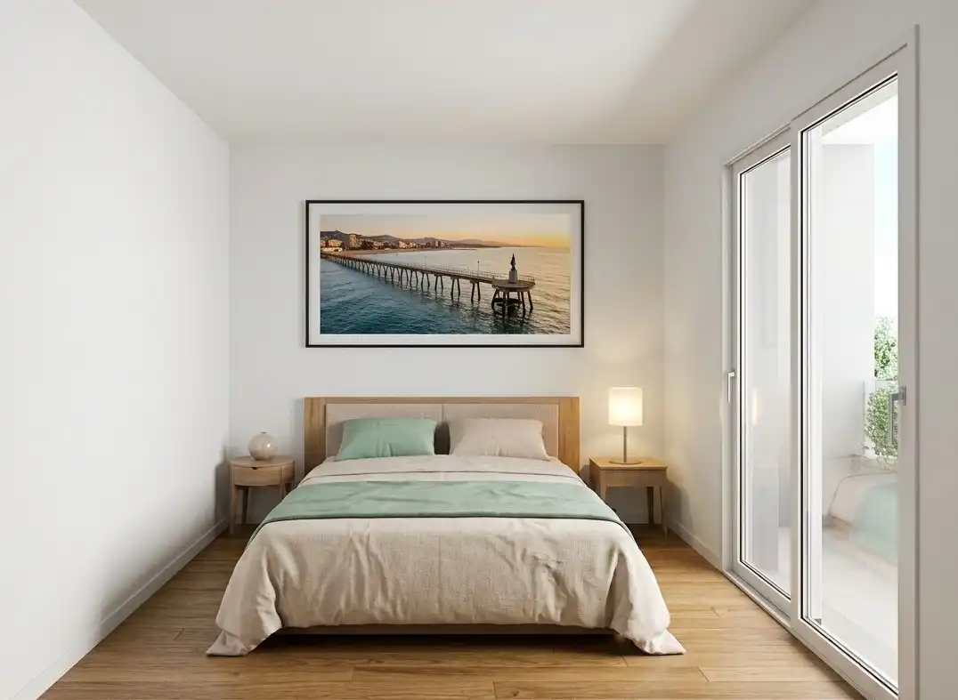 Schlafzimmer von Erdgeschoss zum Verkauf in Badalona mit Klimaanlage, Heizung und Parkett