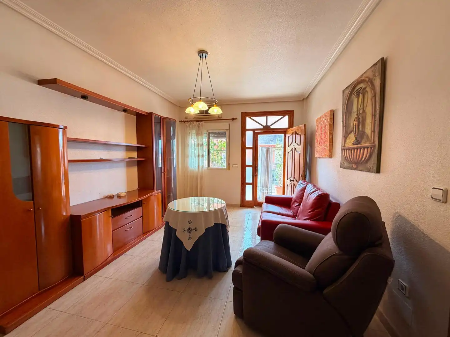 Sala d'estar de Planta baixa de lloguer en Murcia amb Aire condicionat, Jardí privat i Terrassa