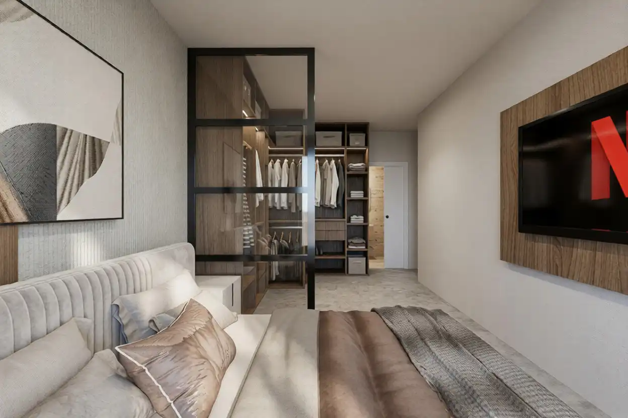Schlafzimmer von Einfamilien-Reihenhaus zum Verkauf in Peligros mit Klimaanlage, Heizung und Privatgarten